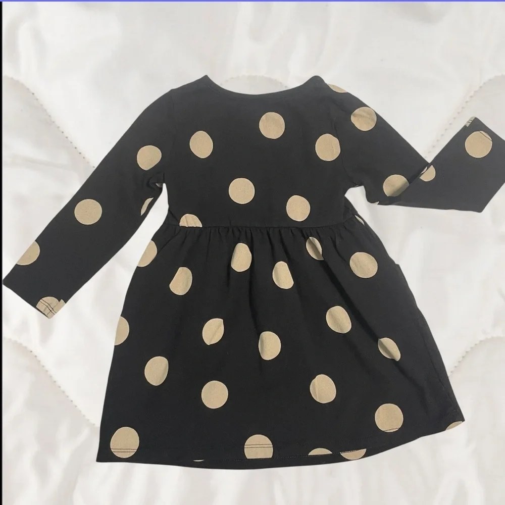 Wonder Nation Black and Cream Polka Dot Dress